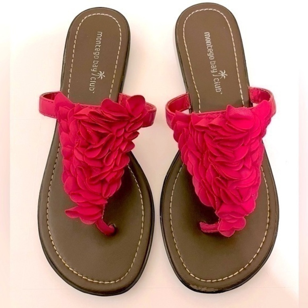 MONTEGO BAY CLUB- Women’s T-Strap Ruffle Thong Dress Sandal- Size 8